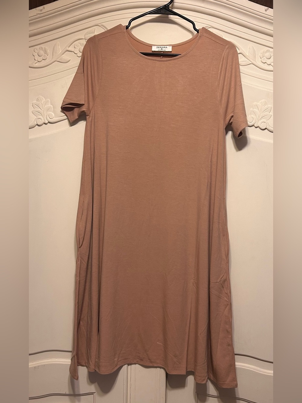 NWOT Zenana Outfitters Tan Short Sleeve Pocket Dress